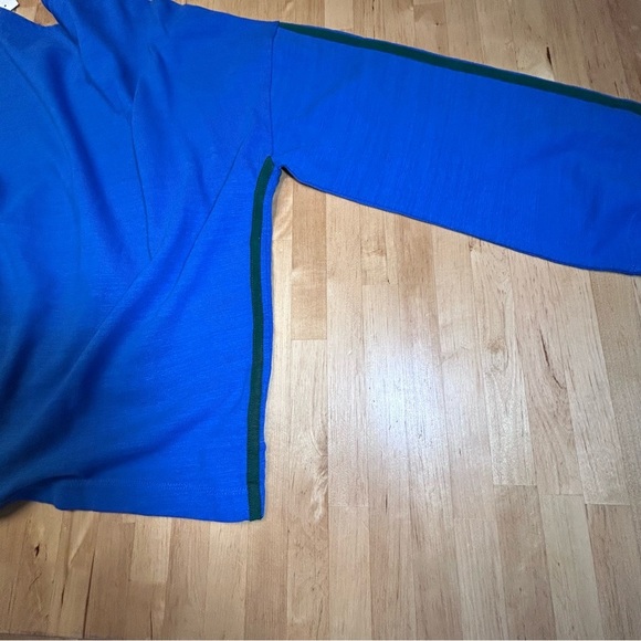 NWT LOFT Blue Long Sleeve Top with Green Trim - Picture 4 of 11